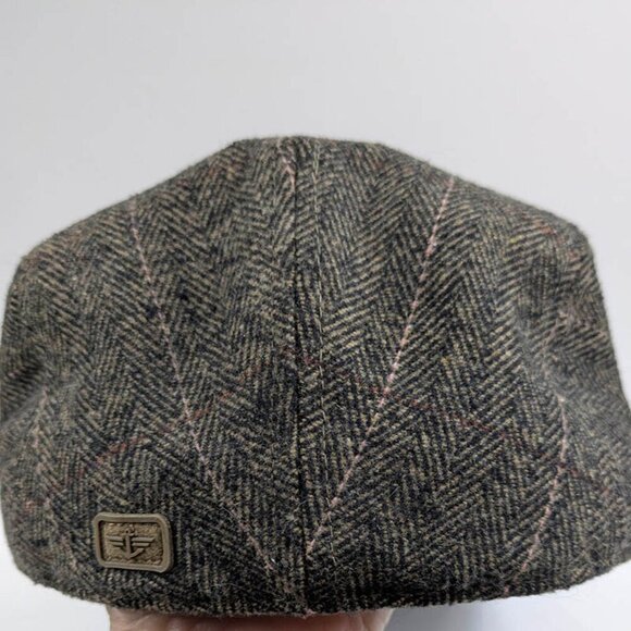 Dockers Flat Cap Mens Small Medium Brown Plaid Wool Blend Driver Newsboy Cabbie - Picture 4 of 7